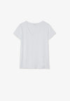 CAMISETA CUELLO EN V MARCA CORTA MUJER