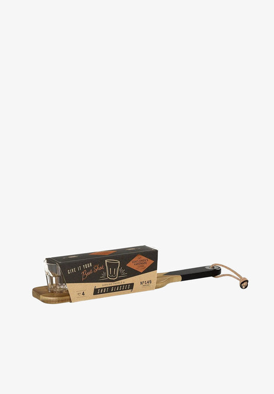 SERVING PADDLE & SHOT GLASSES