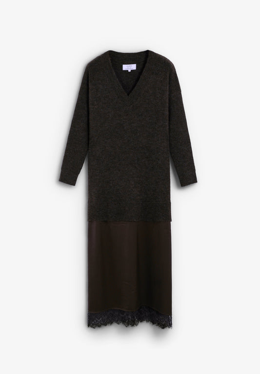 VESTIDO MIDI PUNTO Y DETALLE LENCERO