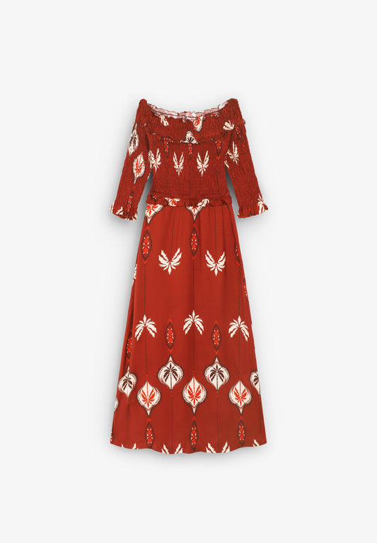 VESTIDO BARDOT BURGOGNE