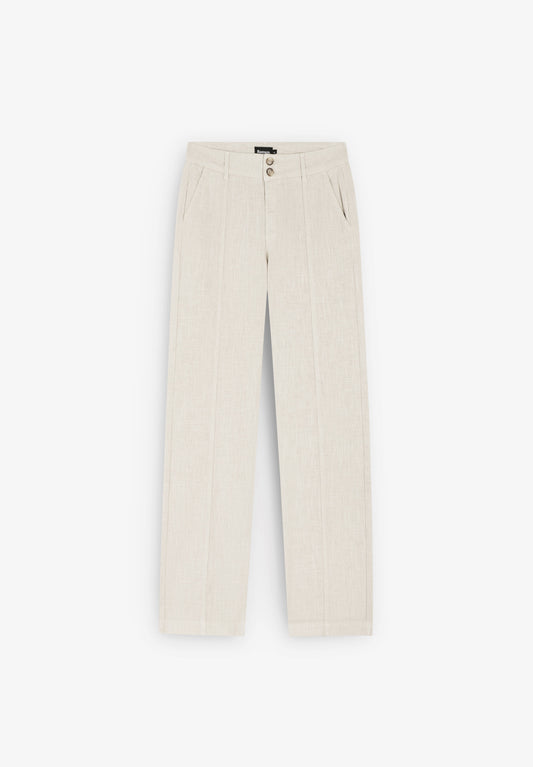 PANTALÓN DE LINO Y CINTURA BAJA MUJER