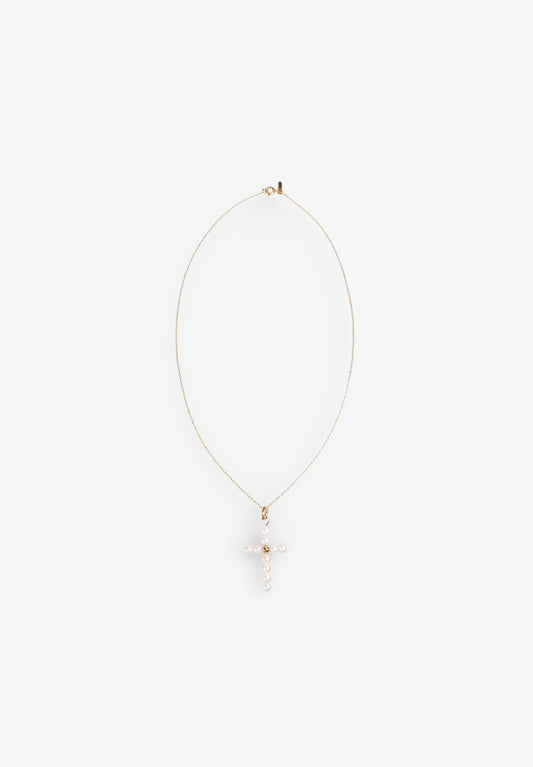 COLLAR PEARLY CROSS CHARM