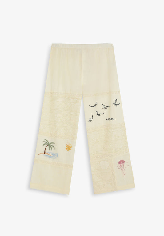 PANTALÓN BORDADOS CON ENCAJE