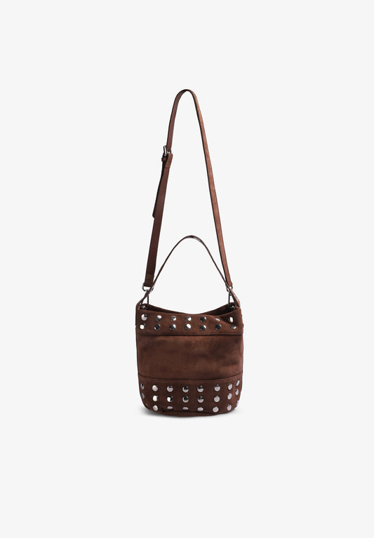 BOLSO BUCKET MINI SERRAJE TACHAS