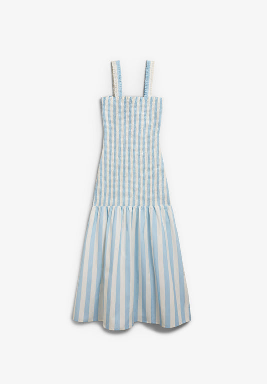 VESTIDO COM ELÁSTICO E RISCAS LARGAS