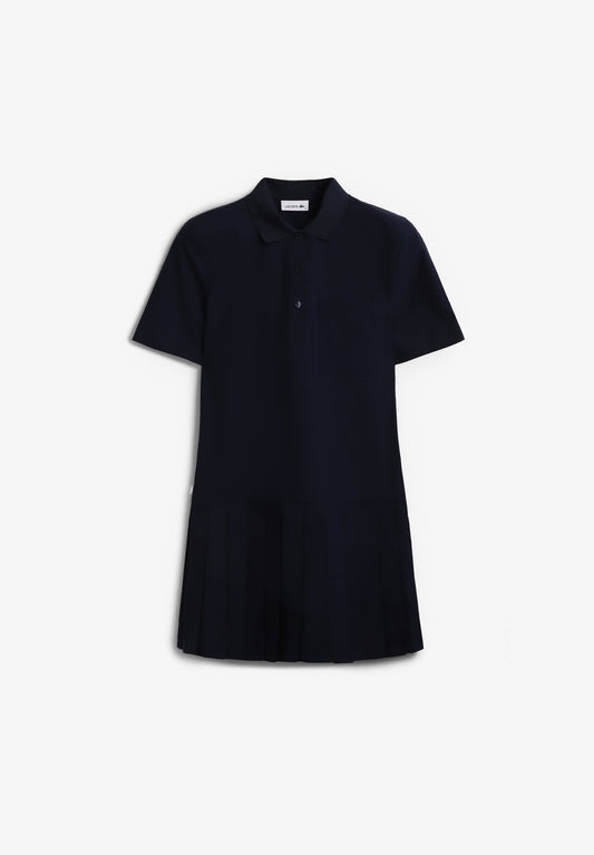 LACOSTE | VESTIDO CAMISA POLO SAIA ÀS PREGAS DE MULHER