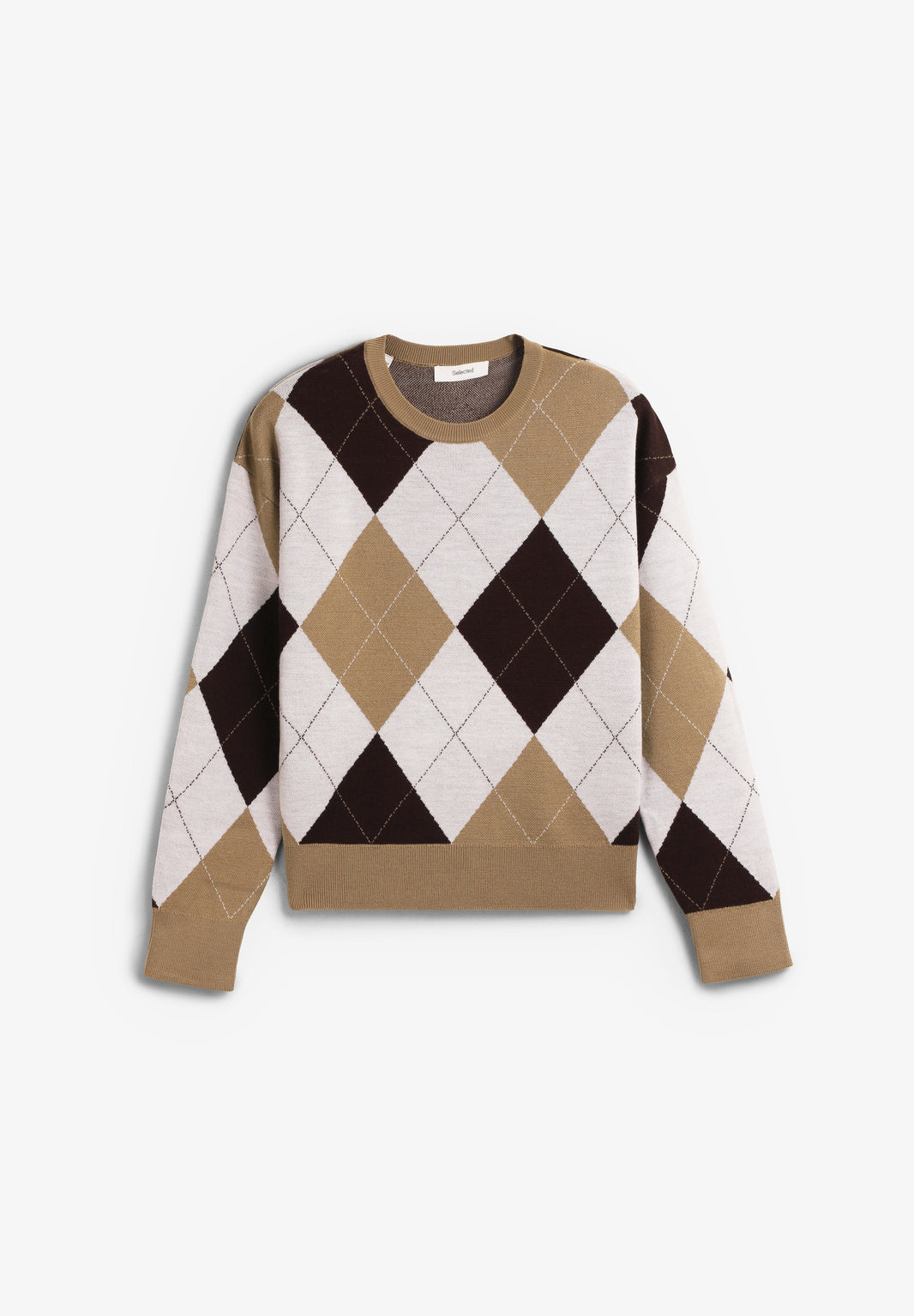 THEA ARGYLE KNIT O-NECK