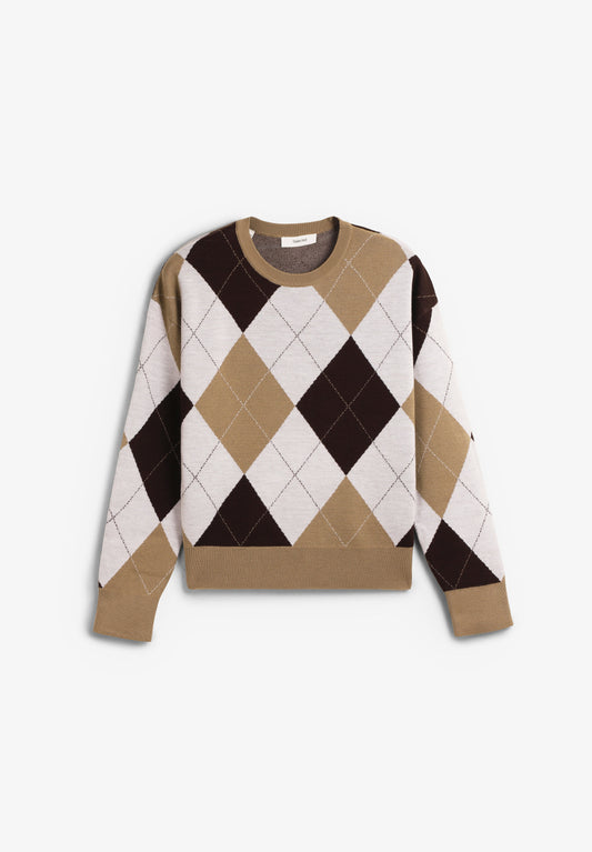 THEA ARGYLE KNIT O-NECK