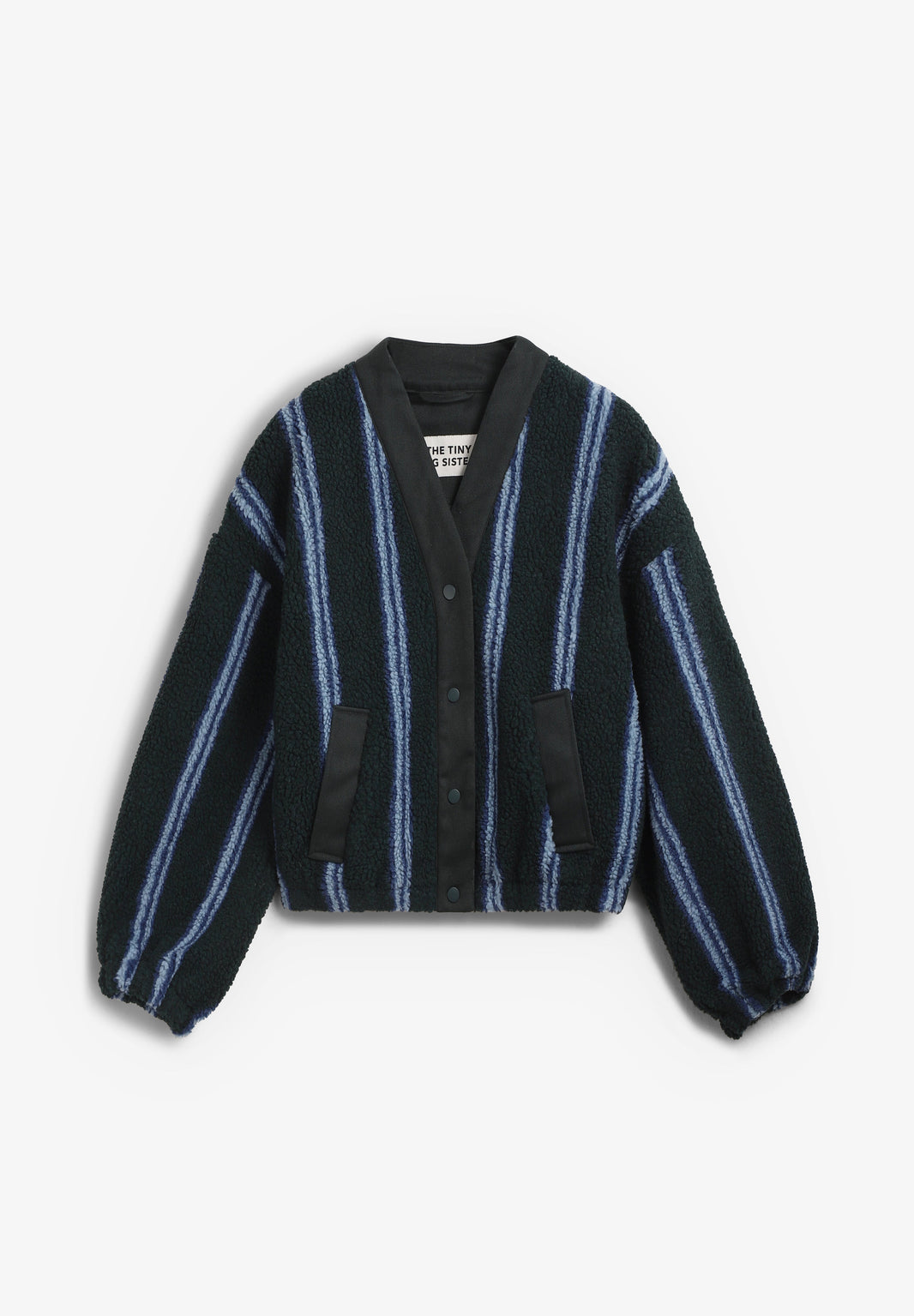 V NECK STRIPES SHERPA JACKET
