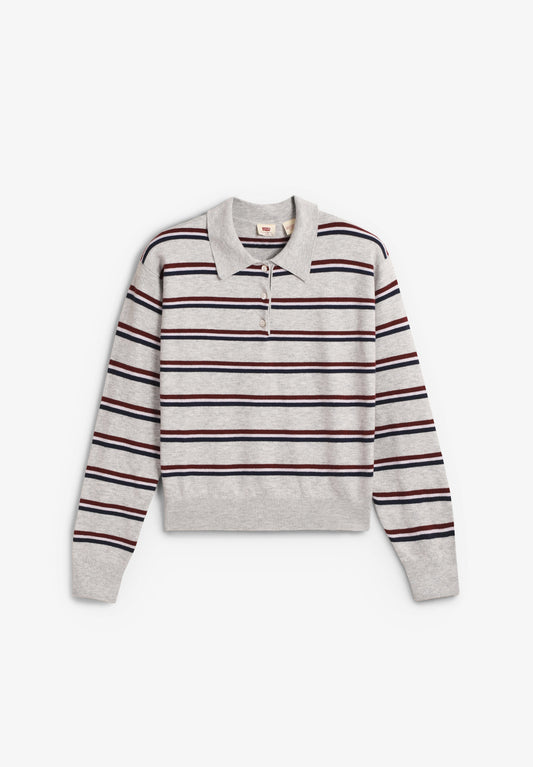 SUPER SOFT LS POLO JADE STRIPE