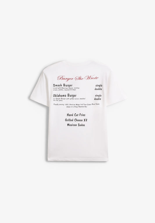 BURGER SHE WROTE POCKET TEE
